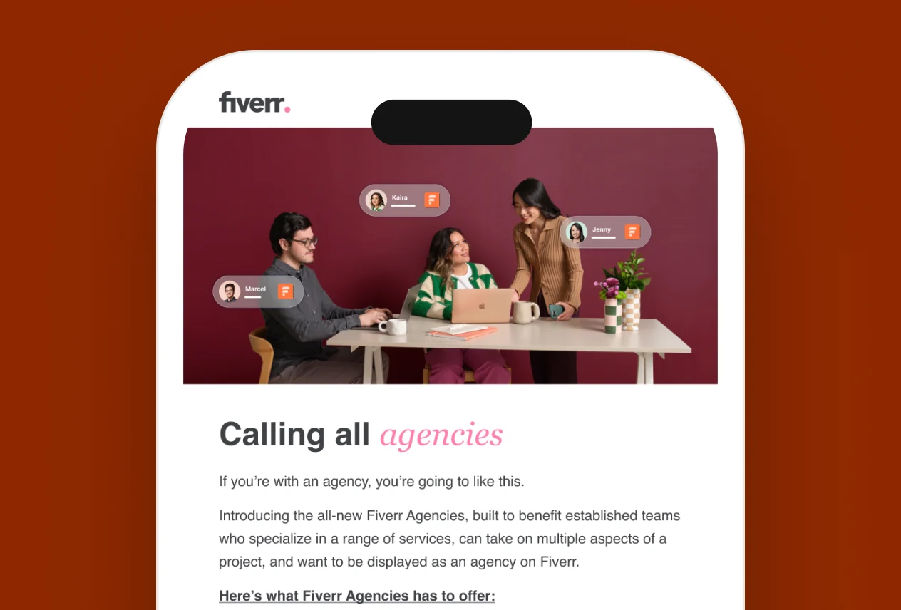 “Calling all agencies” email on a phone