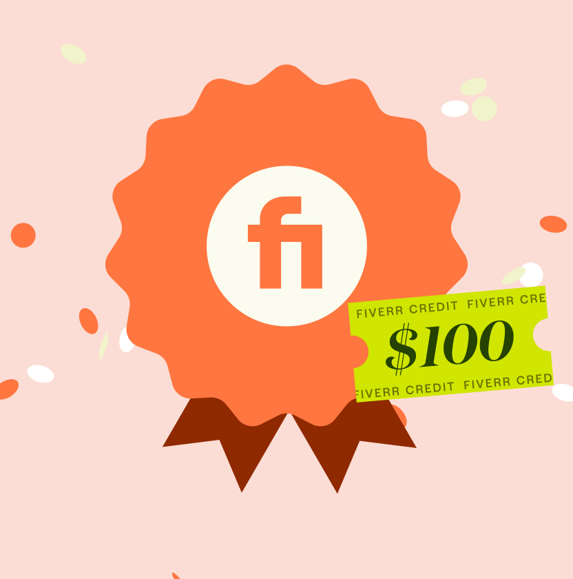 Raffle prize: a Fiverr rosette with a $100 Fiverr credit ticket