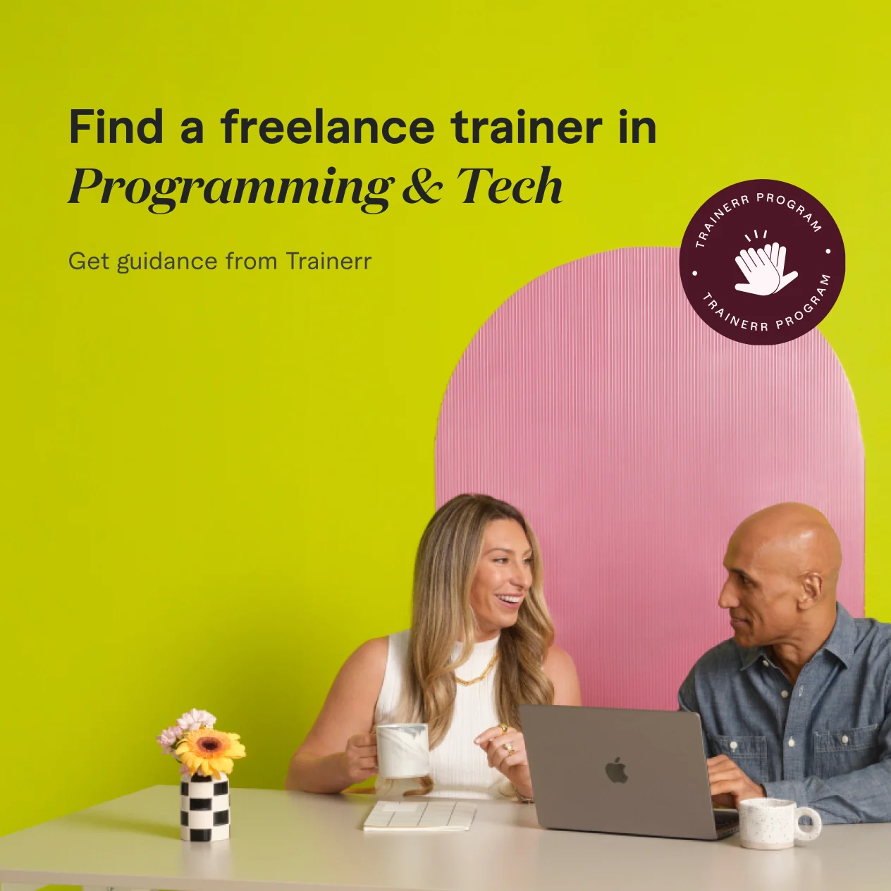 “Find a freelance trainer in Programming & Tech” banner with the Trainerr Program badge