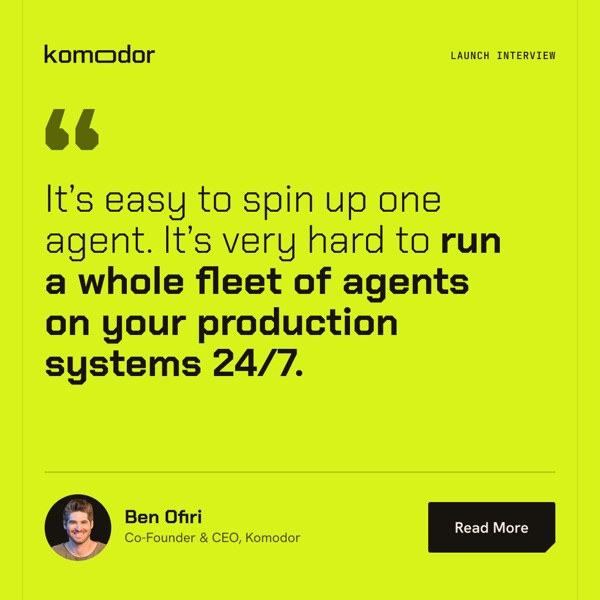 Lime quote post: “It’s easy to spin up one agent. It’s very hard to run a whole fleet of agents on your production systems 24/7.” - Ben Ofiri