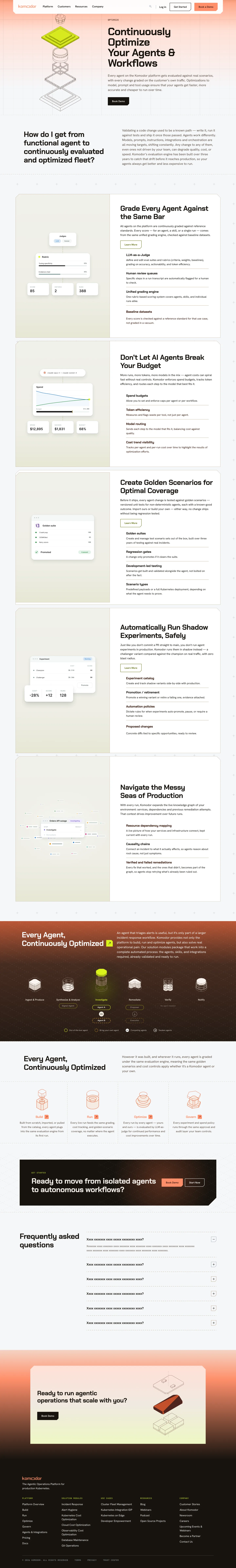komodor.com Optimize page: “Continuously Optimize Your Agents & Workflows”