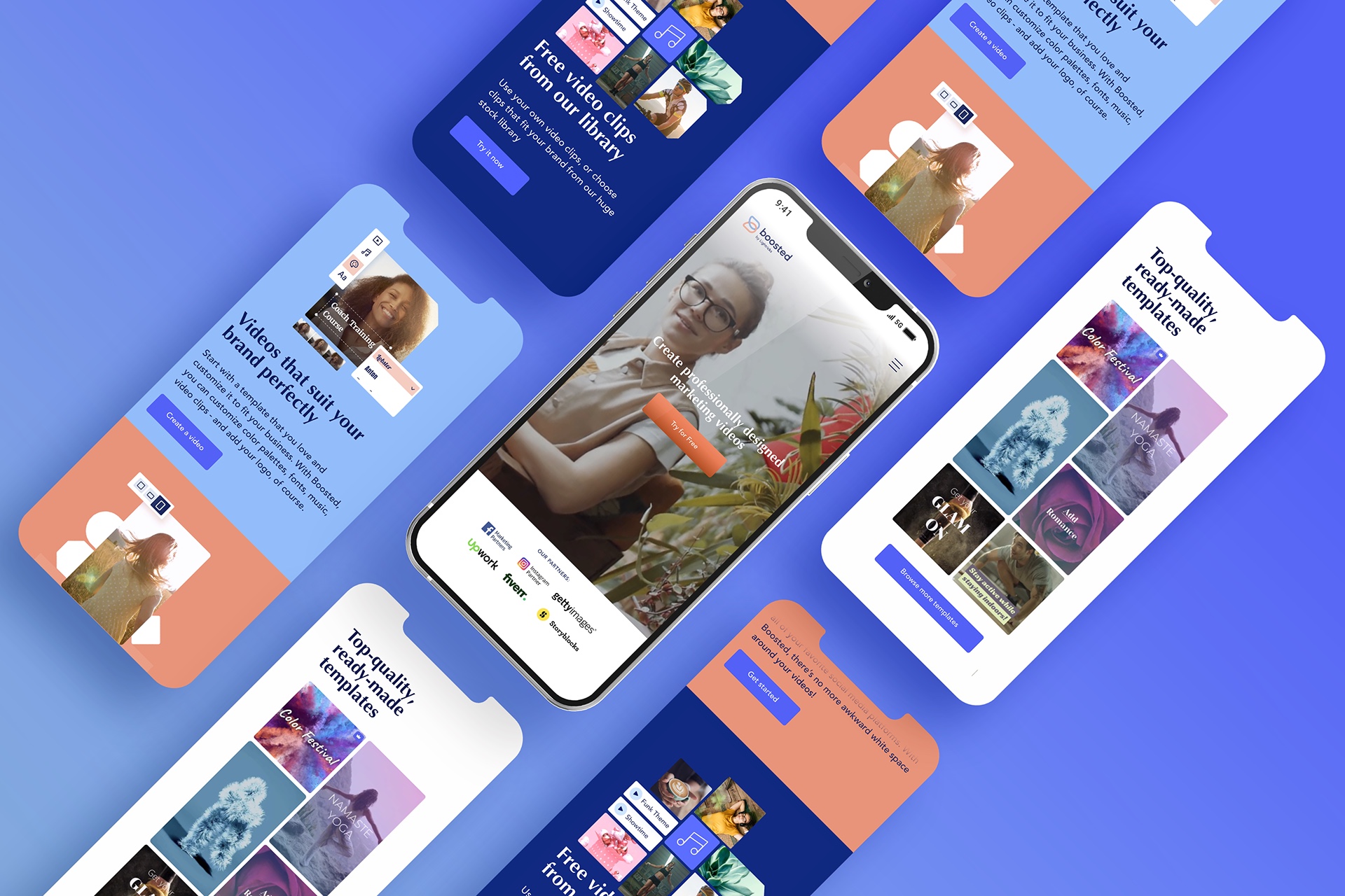 Boosted website and app screens on phones