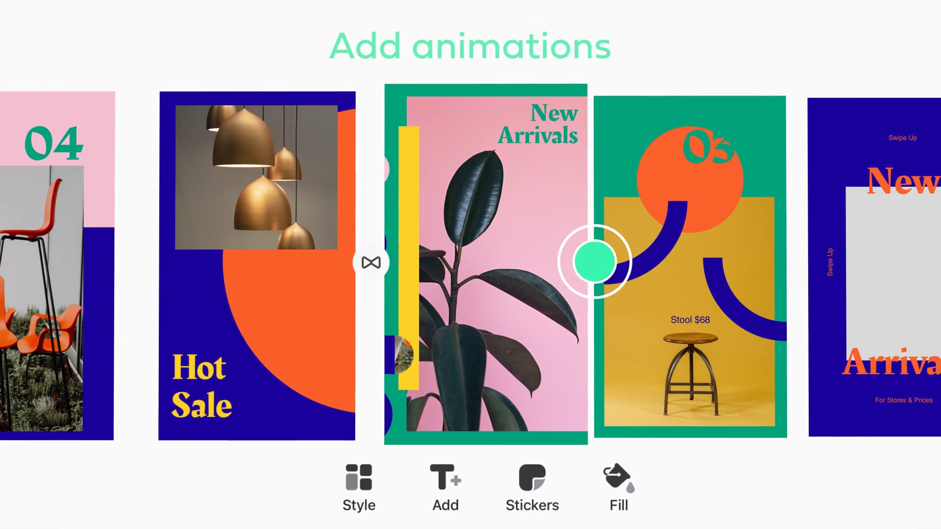Boosted StoryBoost templates animating in the app editor
