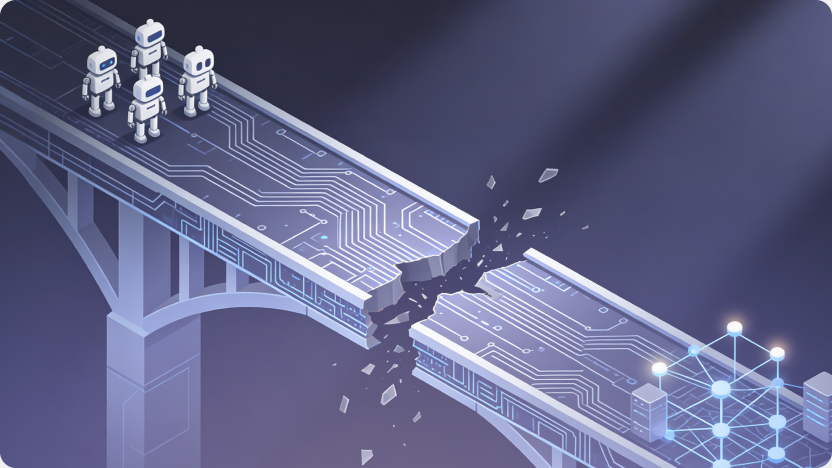 Blog cover - agents crossing a broken circuit bridge