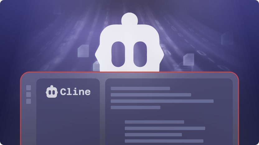 Blog cover - Cline agent over a code window