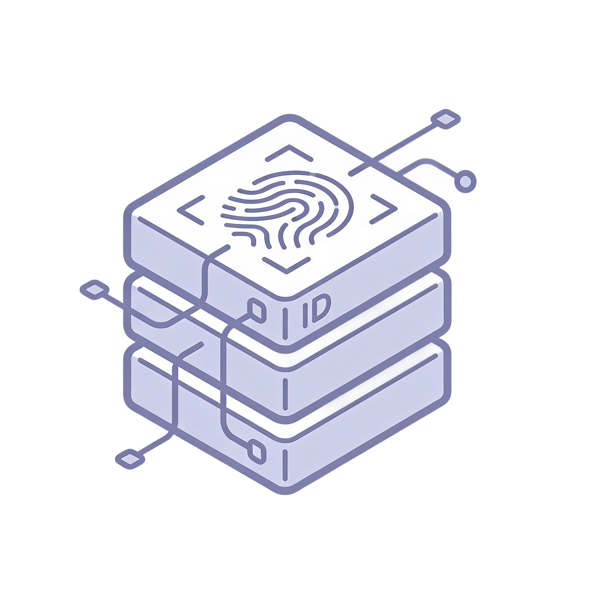 Isometric fingerprint identity stack icon