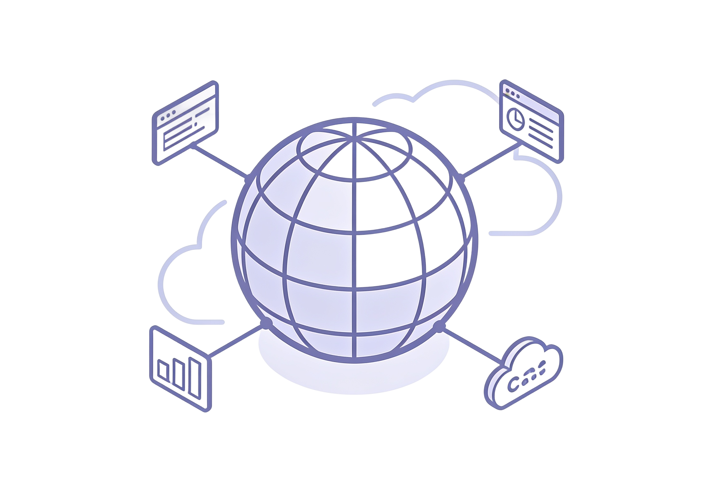 Isometric globe and connected services icon