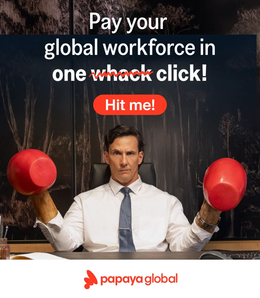 Social post: Pay your global workforce in one click! Hit me!