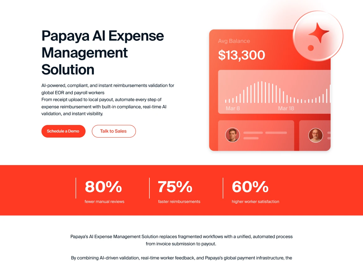 Papaya Expense AI page