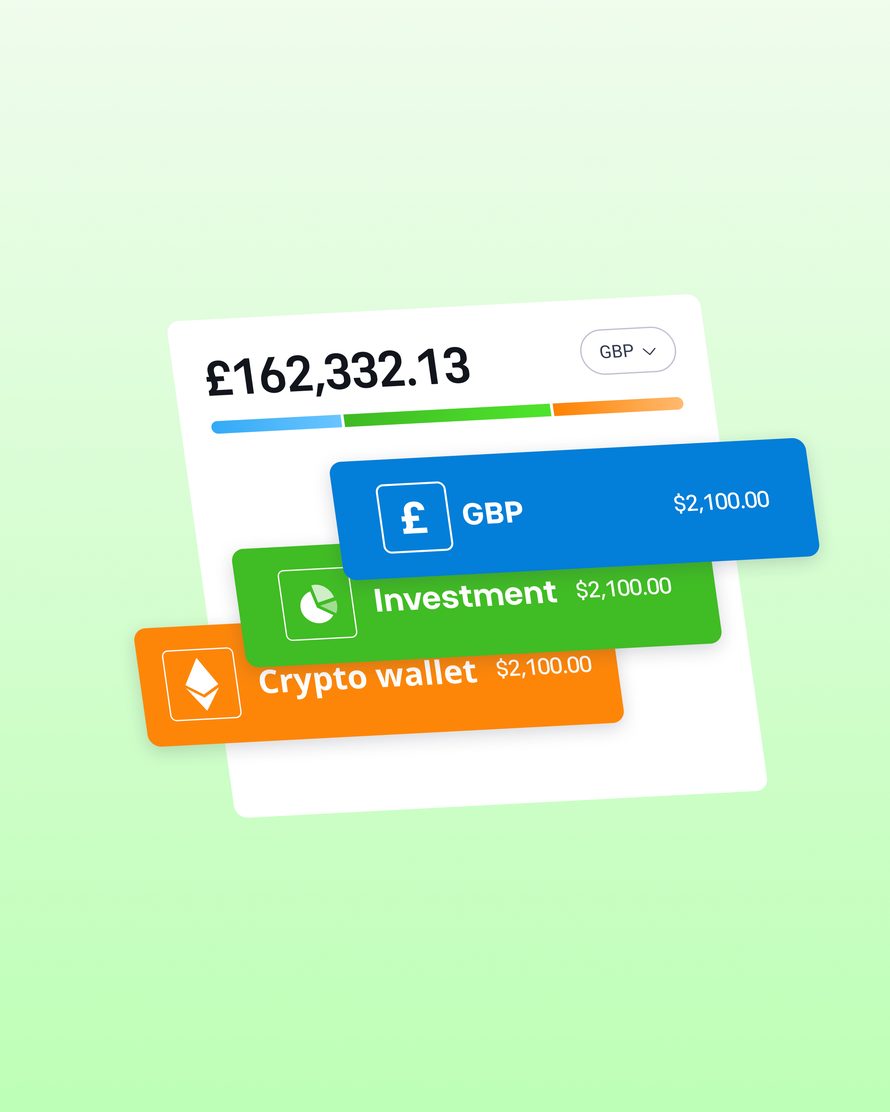 Onboarding concept - wallet balance cards