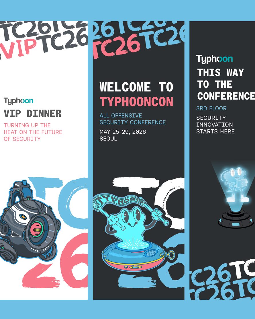 TyphoonCon 26 conference signage - welcome, VIP dinner and wayfinding banners